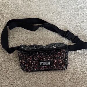 PINK Victoria's Secret Black Glitter Crossbody Bag